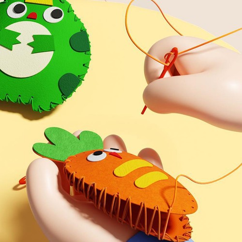 Kids Sewing Kit Animals Traditional Sewing Set Children's Designs Craft Toy - Picture 5 of 12