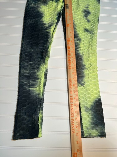 Leggings Scrunch Butt de Oumengkai Tie Dye Yoga para mujer M verde neón negro NUEVO - Imagen 3 de 7
