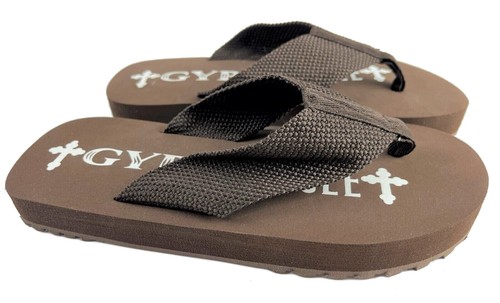 Gypsy Soule - 1" FLATS Traction Outsole Flip Flops Comfort Thong Sandals - BROWN - Picture 1 of 9