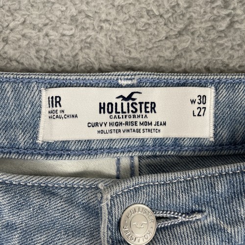 Hollister Jeans Women 11R (30x27) Curvy High Rise Mom Jean Patchwork Blue Denim - Picture 3 of 8