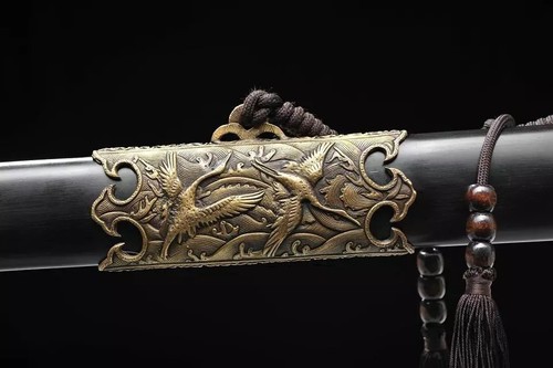 Espada grúa de latón plegada acero doble filo afilado chino KUNGFU sable Y1581 - Imagen 3 de 7