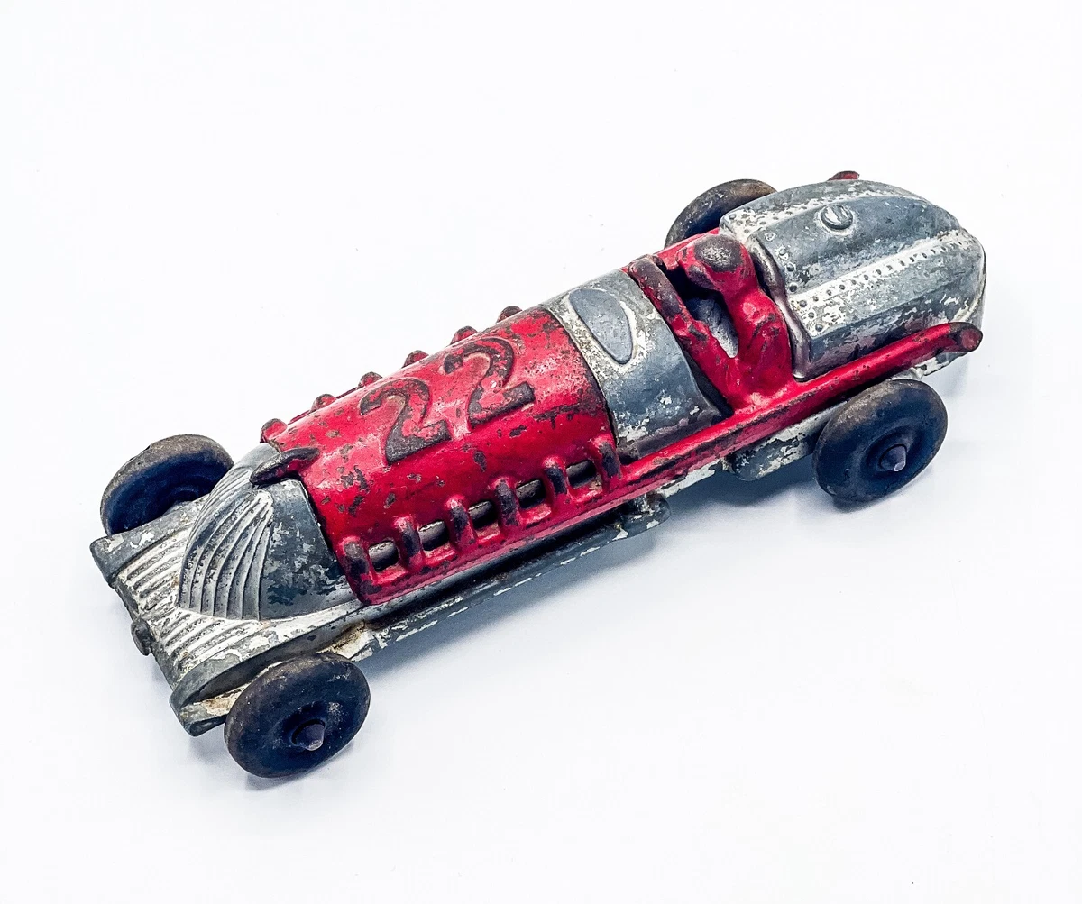 Vintage 1930s Hubley Toys Diecast Iron Metal 22 Race Car Toy 7.5