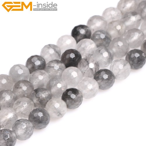 Gemstone Cloudy Quartz Crystal Natural Faceted Beads For Jewelry Making 15" UK - Picture 16 of 30