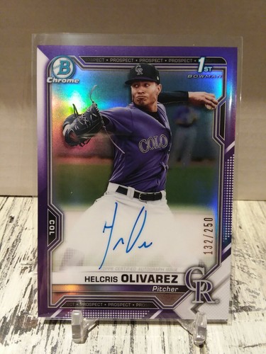 2021 Bowman Chrome 1st Helcris Olivarez Purple Refractor Auto 132/250 ROOKIE RC - Picture 1 of 2