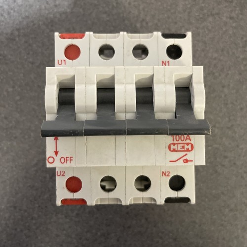 MEM 100 AMP SWITCH DISCONNECTOR MS1001N4 Single Phase Distribution Board 100A - Picture 2 of 6