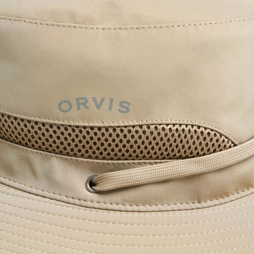Orvis Men's Tech Hat Quick-Dry Material UPF 50+ Color Tan Hidden Pocket - Picture 5 of 5