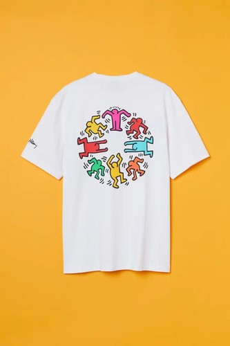 H&M x KEITH HARING RELAXED FIT WHITE LOGO SHIRT - SIZE L - NEW WITH TAGS - Picture 8 of 9