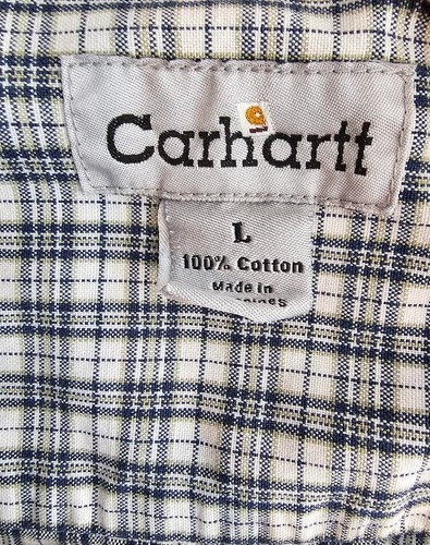 Carhartt Short Sleeve Button Down Shirt Men's Size Large Tall Relaxed Fit Plaid - Picture 2 of 11