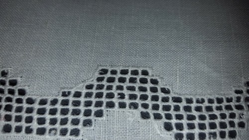 6 Bestickte Einsatz Netz Arbeit Leinen Servietten 16 1/2" qm Neu - Bild 3 von 5