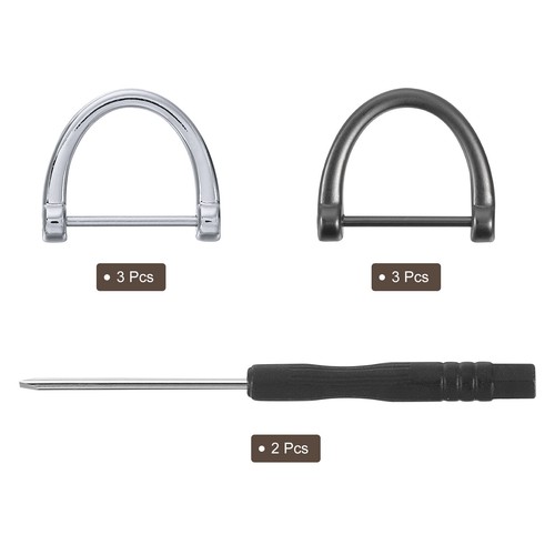 D-Rings Screw in Shackle 6Pcs 16mm U Shape D Ring with Screwdriver, Silver/Black - Picture 3 of 7