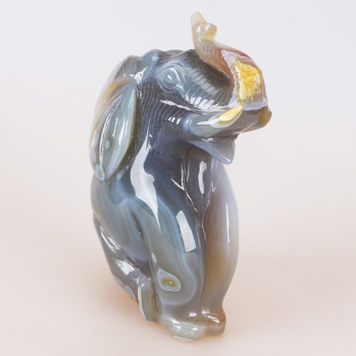 Elefante intagliato a mano 5,9" 2,6 libbre agata geode naturale cristallo quarzo - Foto 4 di 8