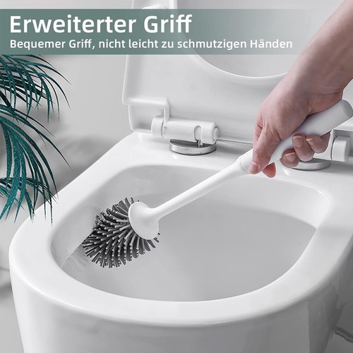 WC-Bürste Silikon Toilettenbürste Klobürste Wandmontage Bürstengarnitur Bürste - Bild 10 von 17