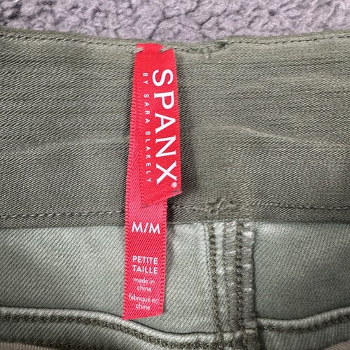Spanx Pants Womens Medium Petite Green Cargo Ankle Stretch Twill Skinny - Picture 2 of 8