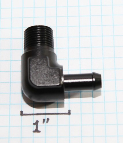 3/8" NPT Male to 3/8" Hose Barb 90° Deg Fuel Oil Gas Line Fitting Adapter Black - Picture 9 of 9