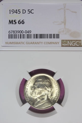 1945 D- NGC 5C MS66 JEFFERSON NICKEL #B44873