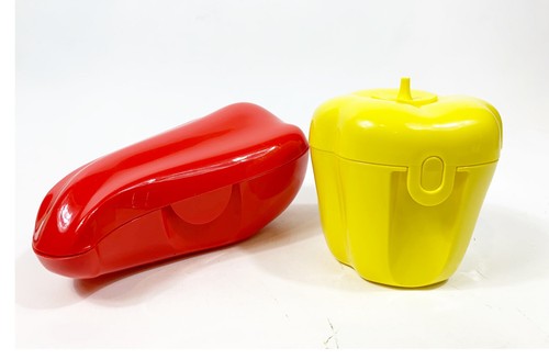 TUPPERWARE 2er Set aufklappbare Pfefferstäbchen - gelb rot - NEU - Bild 3 von 3