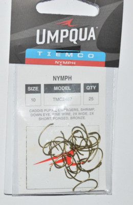 tiemco umpqua fly trout hooks size 10 value pack 25 pr pk down eye caddis pupae