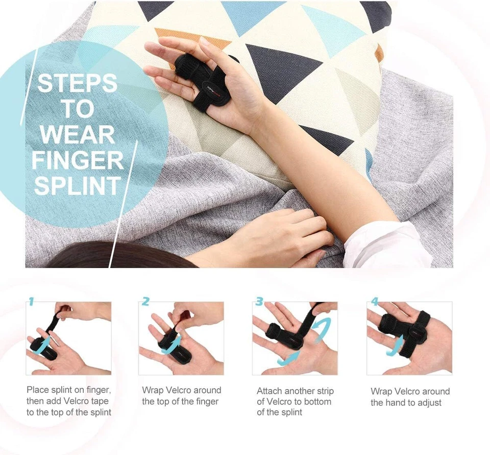 Férula de dedo Doeplex soporte para dedos mano pulgar esguinces alivio del dolor + tiras Foto 3 de 4