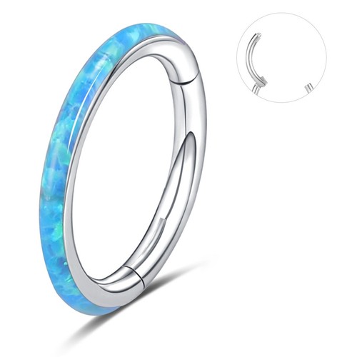 1Pc Stainless Steel Opal Nose Septum Rings 16G Ear Tragus Helix Piercing Earring - Picture 18 of 19