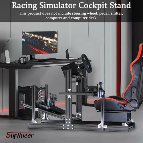 Supllueer Aluminum Racing Sim Cockpit with Monitor Mount and Seat Fit for G923 - Picture 14 of 35