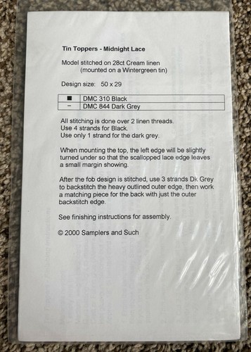 Blechaufleger MIDNIGHT LACE Kreuzstichmuster von Samplers und so - Bild 3 von 3