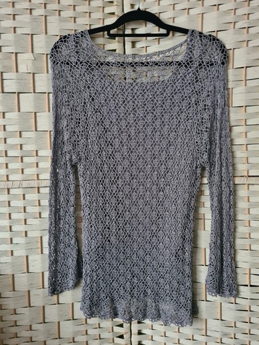 Size Large 14 16 18 PRECIS PETITE silver metallic glass beaded crochet top set - Picture 21 of 21