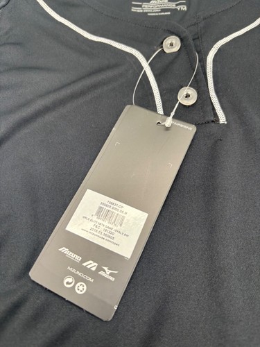 Mizuno Girl's Elite 2-Button Game Jersey, Black, Sz. M (YM) - Picture 13 of 14