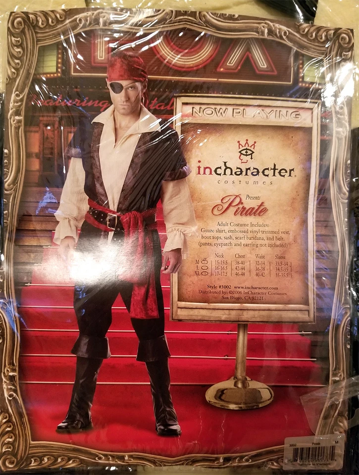 Mens Halloween Pirate Costume Designer Outfit Adult Party Theater M Medium Gift - Image 3 of 4
