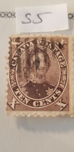 Canada 1859 SC#16 Chocolate Brown Extremely Rare Canadian Stamp Idsa. - Picture 2 of 4