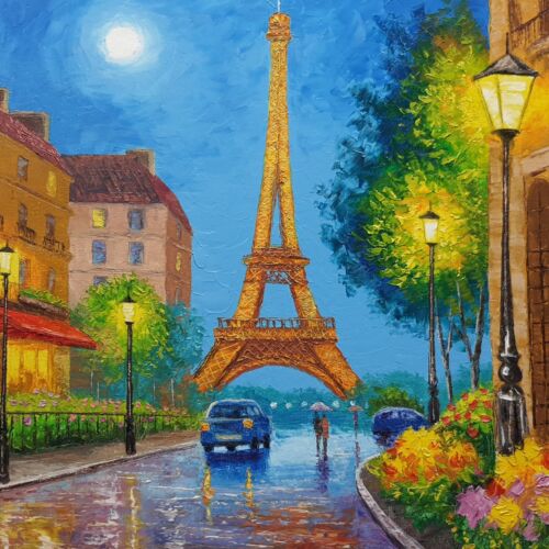 Schöner regnerischer Herbst in Paris, Ukraine Künstler Original Ölgemälde Wandbild signiert - Bild 4 von 24
