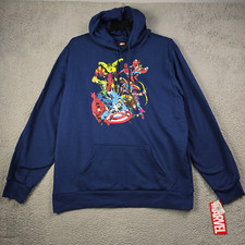 Disney Marvel Avengers Hoodie Mens 2XL XXL Blue Lightweight Sweatshirt Logo NWT