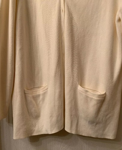 LANDS END Women Cardigan Cream Sweater Large 14-16 Slouch Pocket Long SLeeve - Picture 3 of 4
