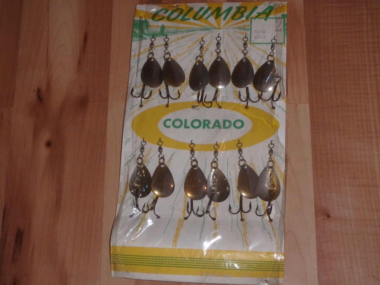 Vintage Display Card Columbia colorado Spinning Lures 50 Brass Fishing Vintage Display Card Columbia colorado Spinning Lures 50 Brass Fishing