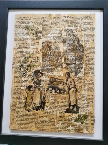 Original Collage Art ""Bygone Cookery"" erstellt in UK aus recycelten Vintage-Papieren - Bild 4 von 9
