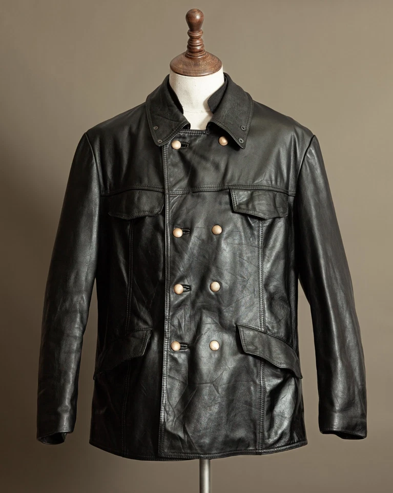 Vintage German Leather Police Patrol Motorcycle Jacket - Large (44) - Image 3 of 4