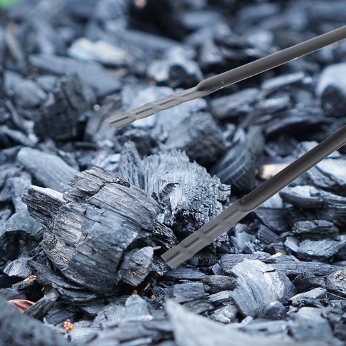 2 Pcs Iron Charcoal Clamp Metal BBQ Tongs Heavy Duty Outdoor Firewood Tong - Picture 2 of 12