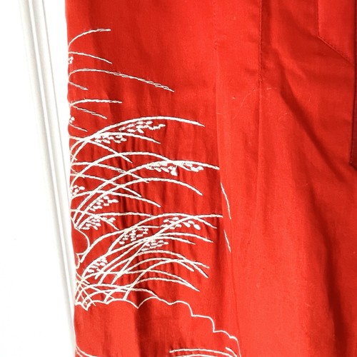 Anthropologie Floreat Embroidered Crane Dress Red Size 0 Bohemian - Picture 6 of 8