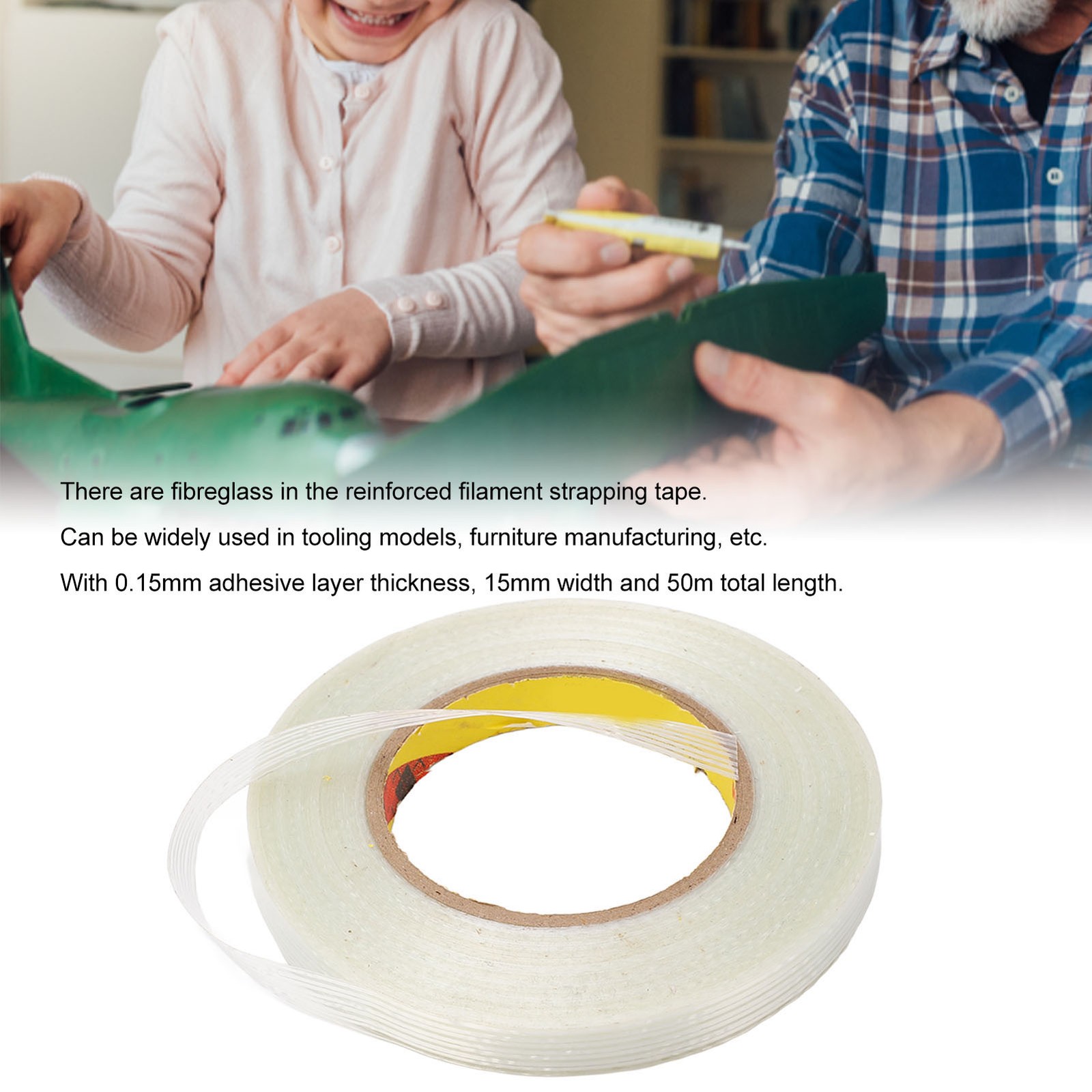 ¸5Pcs Transparent Fiberglass Filament Strapping Tape For Packing Sealing☜