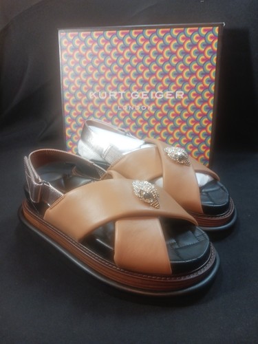 Kurt Geiger ORSON CROSS STRAP SANDAL BROWN Size 9.5 US NEW!!! - Picture 3 of 18