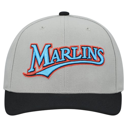 Unisex-Mitchell & Ness Gris Miami Marlins Basic Coop Pro Sombrero Ajustable - Imagen 2 de 5