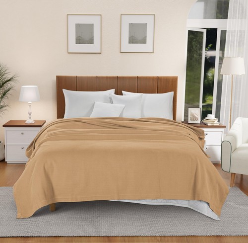 King Size Cotton Blanket – Lightweight and Soft Herringbone Blanket, Cooling ... - Picture 2 of 6