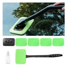 Car Windshield Cleaning Tool Microfiber Window Cleaner Set with 4 Washable