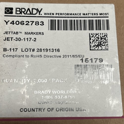 Brady JET-40-117-2 Tough Jet Labels  JETTAB Y4062783 - Picture 2 of 3
