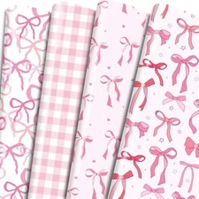 Pink bow wrapping paper - conquette christmas wrapping paper, cute bab