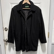 Lauren Ralph Lauren Black Button Quilted Overcoat Men's Mid-Length Lined Size M