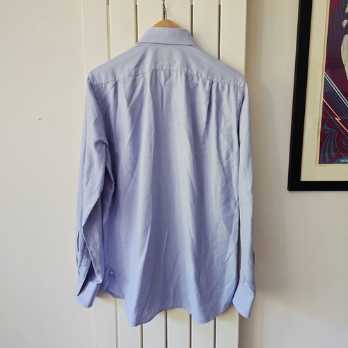 Boggi Milano Easy Formal Tailored Fit Polo Shirt Long Sleeve Blue Size 15.5 - Picture 2 of 9