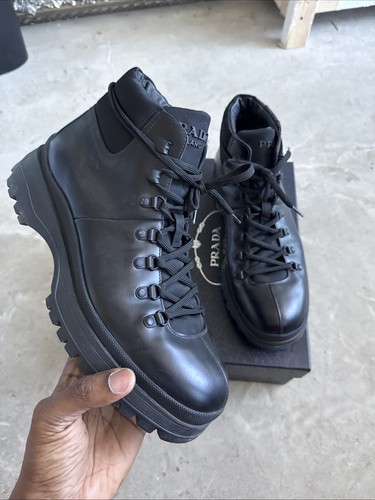 PRADA Mens Leather Hiking Boots Size UK 9 - 第 1/15 張圖片