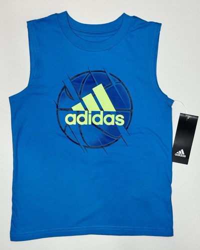 Adidas Boys Basketball Tank Top Sleeveless Aqua Blue Size 4 NWT - Picture 1 of 10