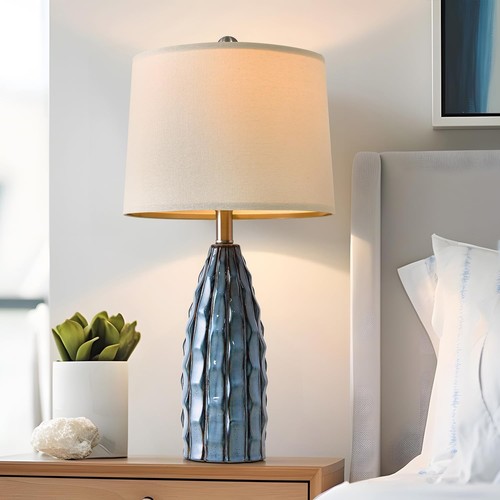 23.75" Modern Blue Ceramic Lamps Set of 2 for Living Room Study Room Office D... - Picture 3 of 6