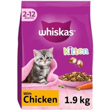 7.6kg Whiskas Kitten Complete Dry Cat Food Chicken Cat Biscuits (4x1.9kg) 4.18 per kilo
